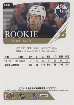 2018-19 Parkhurst #342 Evan Bouchard Back