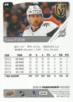 2018-19 Parkhurst - Silver #68 Tomas Tatar Back