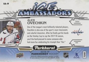 2018-19 Parkhurst - Ice Ambassadors #IA-9 Alex Ovechkin Back