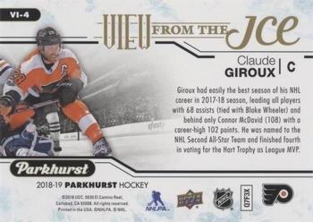 2018-19 Parkhurst - View From the Ice #VI-4 Claude Giroux Back