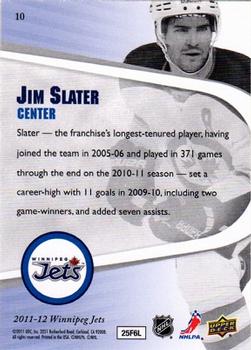 2011-12 Upper Deck Winnipeg Jets #10 Jim Slater Back