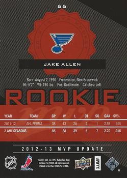 2012-13 SP Authentic - 2012-13 Upper Deck MVP Rookie Updates #66 Jake Allen Back