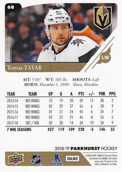 2018-19 Parkhurst - Gold #68 Tomas Tatar Back