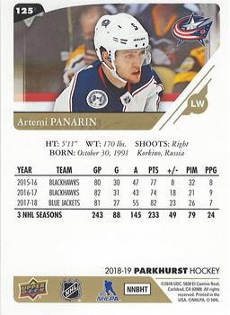 2018-19 Parkhurst - Gold #125 Artemi Panarin Back