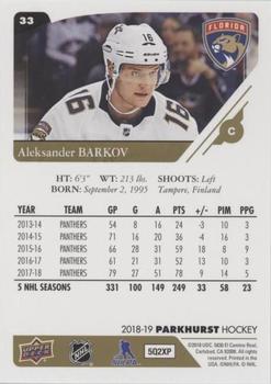 2018-19 Parkhurst - Gold (e-Pack Version) #33 Aleksander Barkov Back
