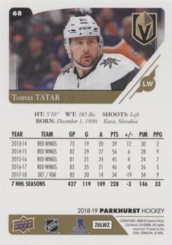 2018-19 Parkhurst - Gold (e-Pack Version) #68 Tomas Tatar Back