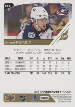 2018-19 Parkhurst - Gold (e-Pack Version) #125 Artemi Panarin Back