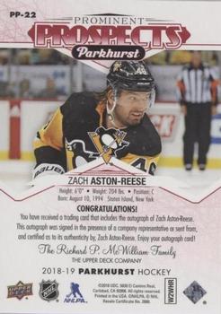 2018-19 Parkhurst - Prominent Prospects Signatures Red #PP-22 Zach Aston-Reese Back