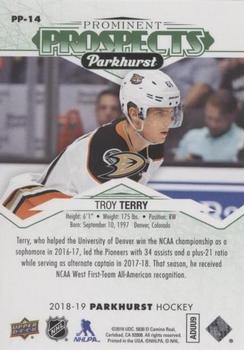 2018-19 Parkhurst - Prominent Prospects Green #PP-14 Troy Terry Back