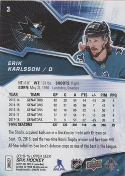 2018-19 SPx #3 Erik Karlsson Back