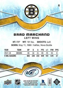 2018-19 Upper Deck Ice #6 Brad Marchand Back