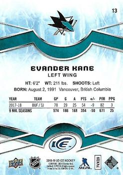 2018-19 Upper Deck Ice #13 Evander Kane Back