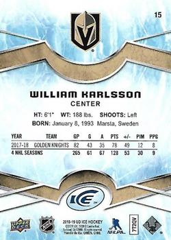 2018-19 Upper Deck Ice #15 William Karlsson Back