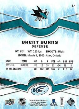 2018-19 Upper Deck Ice #17 Brent Burns Back