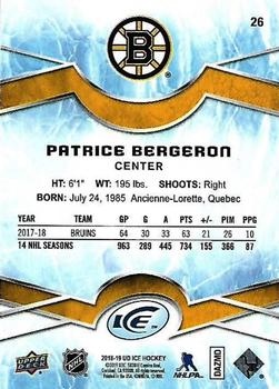 2018-19 Upper Deck Ice #26 Patrice Bergeron Back