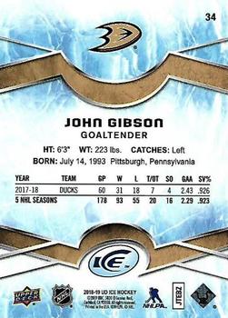 2018-19 Upper Deck Ice #34 John Gibson Back