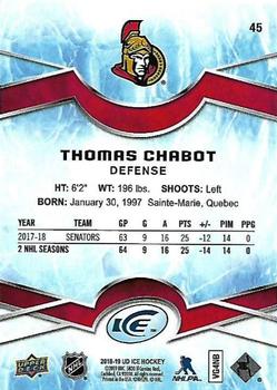 2018-19 Upper Deck Ice #45 Thomas Chabot Back