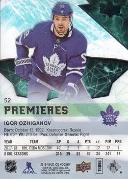 2018-19 Upper Deck Ice #52 Igor Ozhiganov Back