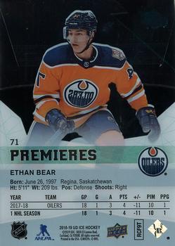 2018-19 Upper Deck Ice #71 Ethan Bear Back
