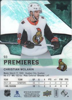 2018-19 Upper Deck Ice #93 Christian Wolanin Back