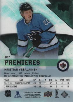 2018-19 Upper Deck Ice #107 Kristian Vesalainen Back
