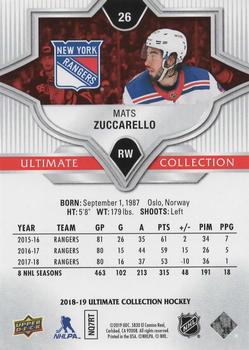 2018-19 Upper Deck Ultimate Collection #26 Mats Zuccarello Back