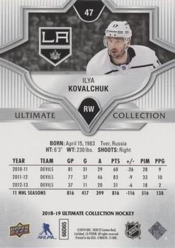 2018-19 Upper Deck Ultimate Collection #47 Ilya Kovalchuk Back
