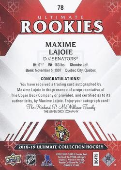 2018-19 Upper Deck Ultimate Collection #78 Maxime Lajoie Back