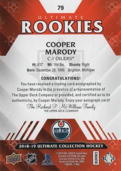 2018-19 Upper Deck Ultimate Collection #79 Cooper Marody Back