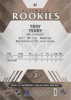 2018-19 Upper Deck Ultimate Collection #87 Troy Terry Back