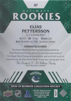 2018-19 Upper Deck Ultimate Collection #97 Elias Pettersson Back
