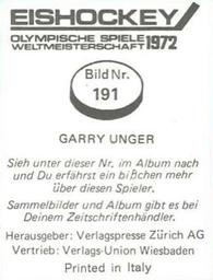 1972 Semic Eishockey OS-WM (Swiss) Stickers #191 Garry Unger Back