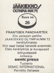 1972 Semic Jaakiekko Olympia-MM (Finnish) Stickers #26 Frantisek Panchartek Back