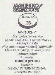 1972 Semic Jaakiekko Olympia-MM (Finnish) Stickers #36 Jan Suchy Back