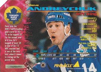 1994-95 Pinnacle - Pinnacle Series One Hobby Samples #5 Dave Andreychuk Back