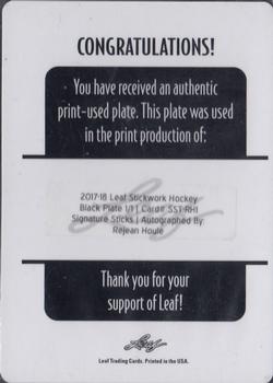 2017-18 Leaf Stickwork - Signature Sticks Autograph - Printing Plates Black #SST-RH1 Rejean Houle Back