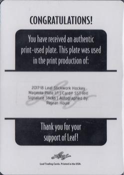 2017-18 Leaf Stickwork - Signature Sticks Autograph - Printing Plates Magenta #SST-RH1 Rejean Houle Back