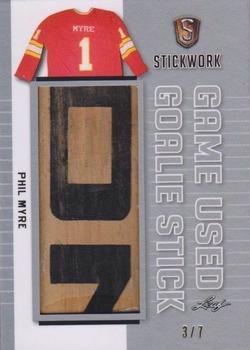 2017-18 Leaf Stickwork - Game-Used Goalie Stick - Silver #GGS-23 Phil Myre Front