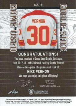 2017-18 Leaf Stickwork - Game-Used Goalie Stick - Platinum #GGS-18 Mike Vernon Back