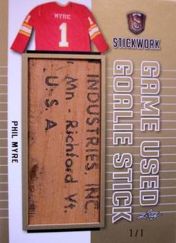 2017-18 Leaf Stickwork - Game-Used Goalie Stick - Gold #GGS-23 Phil Myre Front