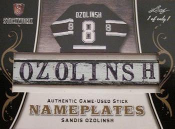 2017-18 Leaf Stickwork - Nameplates #N-50 Sandis Ozolinsh Front