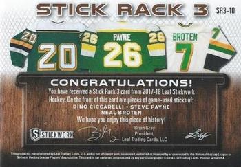 2017-18 Leaf Stickwork - Stick Rack 3 - Platinum #SR3-10 Dino Ciccarelli / Steve Payne / Neal Broten Back
