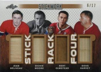 2017-18 Leaf Stickwork - Stick Rack 4 #SR4-18 Jean Béliveau / Dickie Moore / Bert Olmstead / Doug Harvey Front