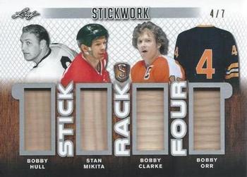 2017-18 Leaf Stickwork - Stick Rack 4 - Silver #SR4-02 Bobby Hull / Stan Mikita / Bobby Clarke / Bobby Orr Front