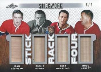 2017-18 Leaf Stickwork - Stick Rack 4 - Silver #SR4-18 Jean Béliveau / Dickie Moore / Bert Olmstead / Doug Harvey Front
