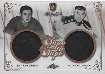 2017-18 Leaf Stickwork - Tape to Tape #T2T-02 Terry Sawchuk / Gump Worsley Front