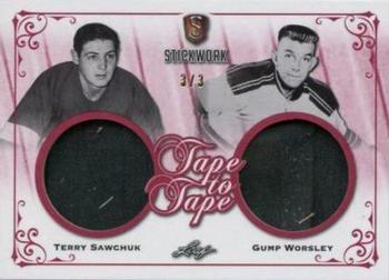 2017-18 Leaf Stickwork - Tape to Tape - Red #T2T-02 Terry Sawchuk / Gump Worsley Front