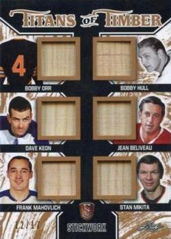 2017-18 Leaf Stickwork - Titans of Timber #TOT-01 Bobby Orr / Bobby Hull / Dave Keon / Jean Béliveau / Frank Mahovlich / Stan Mikita Front