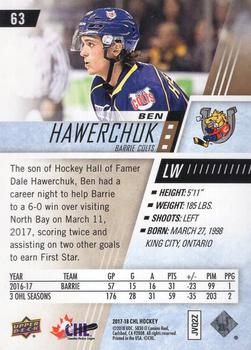 2017-18 Upper Deck CHL - Rainbow #63 Ben Hawerchuk Back