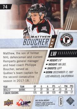 2017-18 Upper Deck CHL - Rainbow #74 Matthew Boucher Back